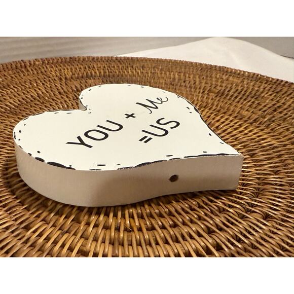 You + Me  = Us Heart Decor, Valentines Day, Family, Love, Neutral Decor - Picture 2 of 8
